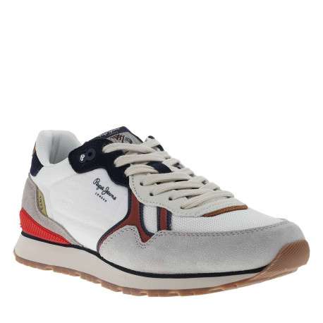 Baskets running en cuir blanches avec un talon plat et des lacets - Image 3