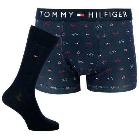 Coffret Boxer et Chaussettes marine en coton all-over