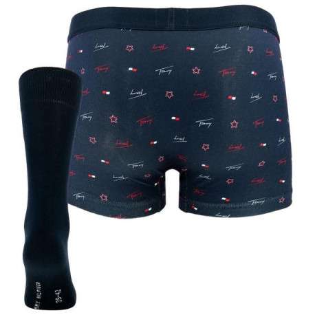 Coffret Boxer et Chaussettes marine en coton all-over - Image 2