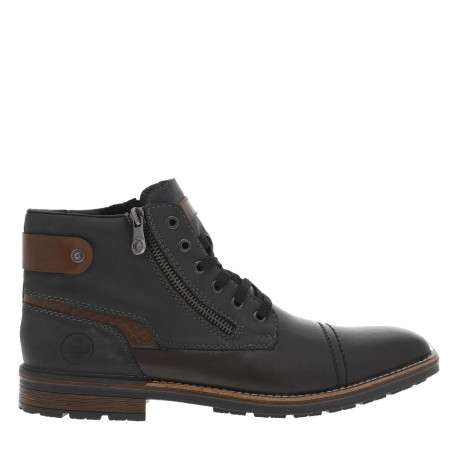 Bottines en cuir grises à talon décroché bas avec des lacets et 2 zips latéraux - Image 2