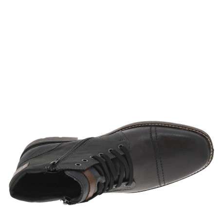 Bottines en cuir grises à talon décroché bas avec des lacets et 2 zips latéraux - Image 4