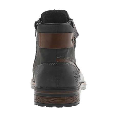 Bottines en cuir grises à talon décroché bas avec des lacets et 2 zips latéraux - Image 6