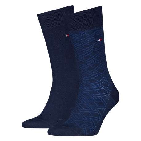 Lot de 2 paires de chaussettes hautes bleu marine en coton mélangé