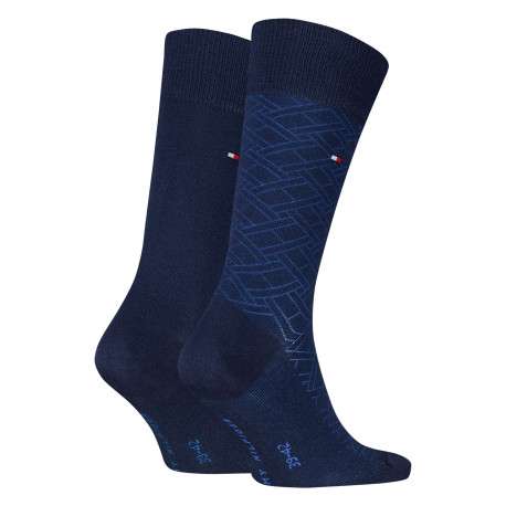 Lot de 2 paires de chaussettes hautes bleu marine en coton mélangé - Image 2