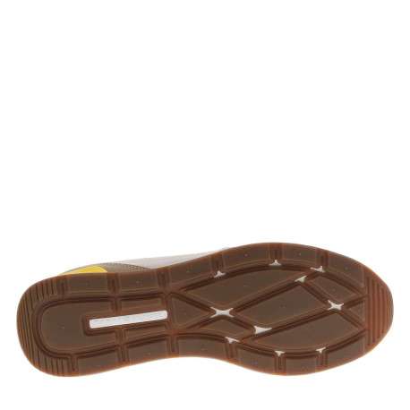 Baskets blanches et beiges en cuir avec un talon plat et des lacets - Image 5