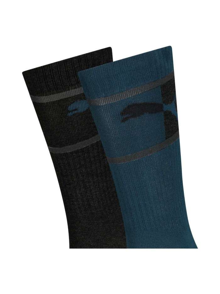 Lot de 2 paires de chaussettes Puma en coton mélangé stretch bicolore logotypées - Image 2