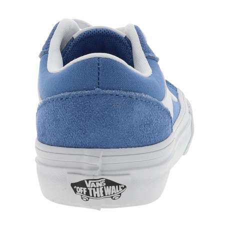 Baskets bleues en cuir avec un talon plat et des lacets blancs - Image 6