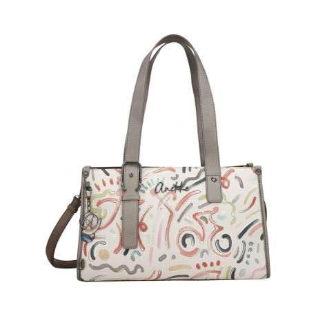 Sac à main porté épaule multicolore à motifs avec des anses et une bandoulière