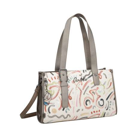 Sac à main porté épaule multicolore à motifs avec des anses et une bandoulière - Image 2