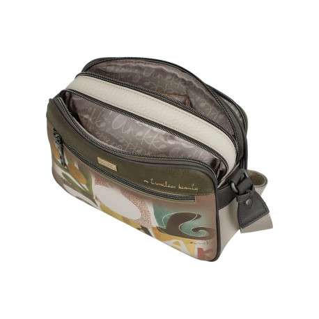 Sac beige à imprimé avec une bandoulière ajustable et 2 compartiments - Image 6