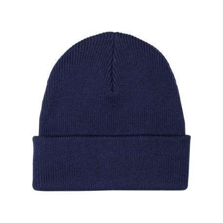 Bonnet marine uni en coton avec large revers et logo de la marque à l'avant - Image 2