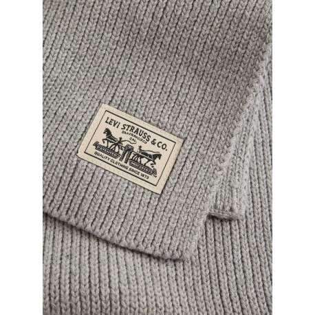 Écharpe en coton gris côtelée pourvue du patch de la marque - Image 2