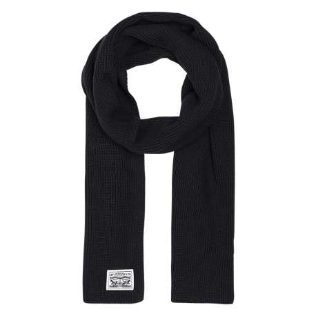 Écharpe en coton noire côtelée pourvue du patch de la marque