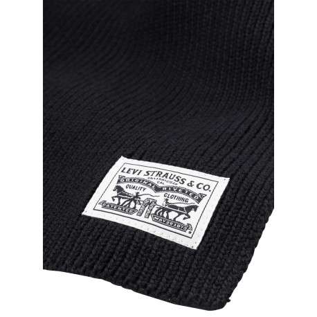 Écharpe en coton noire côtelée pourvue du patch de la marque - Image 2