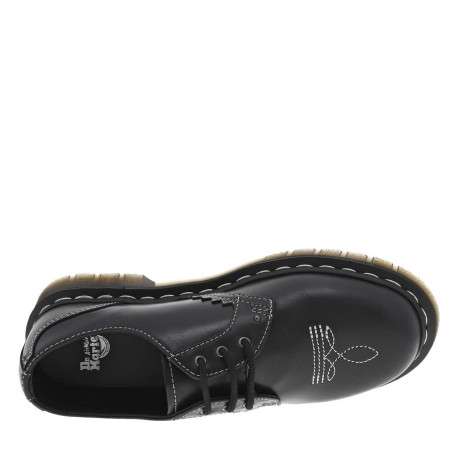 Derbies 1461 Gothic Americana en cuir noires à talon plat et à lacets plats - Image 4