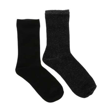Coffret boule de noël avec 2 paires de chaussettes noires à lurex argenté