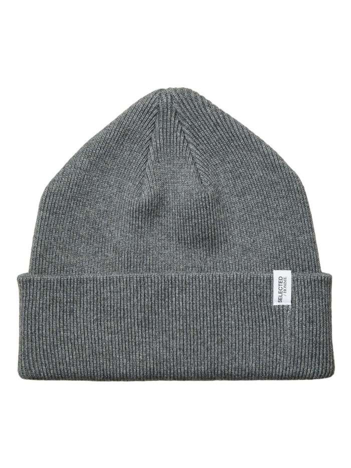 Bonnet gris avec revers en...