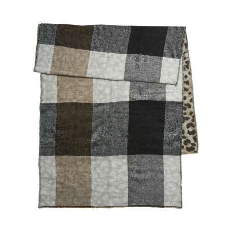 Écharpe multicolore avec des motifs écossais et léopard - Image 2