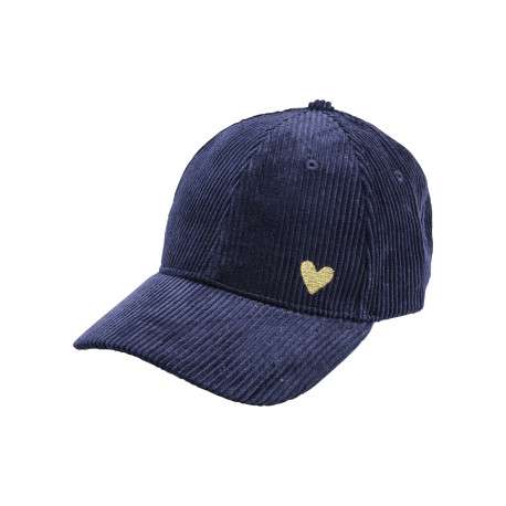 Casquette en coton bleu marine unie avec un coeur brodé en fils lurex