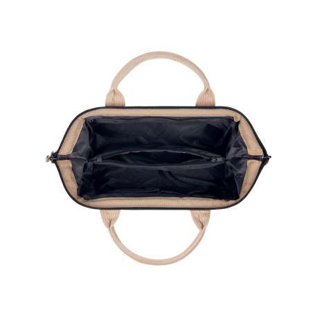 Sac à bandoulière Crossbody Small Luxor beige uni avec logo marron embossé - Image 3
