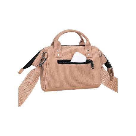 Sac à bandoulière Crossbody Small Luxor beige uni avec logo marron embossé - Image 4