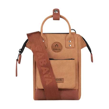 Mini sac à bandoulière camel uni zippé avec des détails marrons clairs