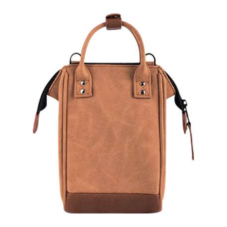 Mini sac à bandoulière camel uni zippé avec des détails marrons clairs - Image 2