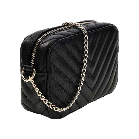 Sac à bandoulière noir matelassé pourvu d'une fermeture zippé - Image 2