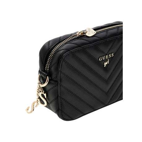 Sac à bandoulière noir matelassé pourvu d'une fermeture zippé - Image 4