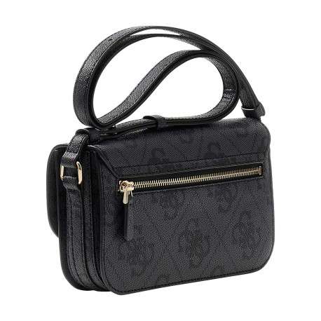 Sac à main à porté épaule anthracite orné d'un motif monogramme - Image 2