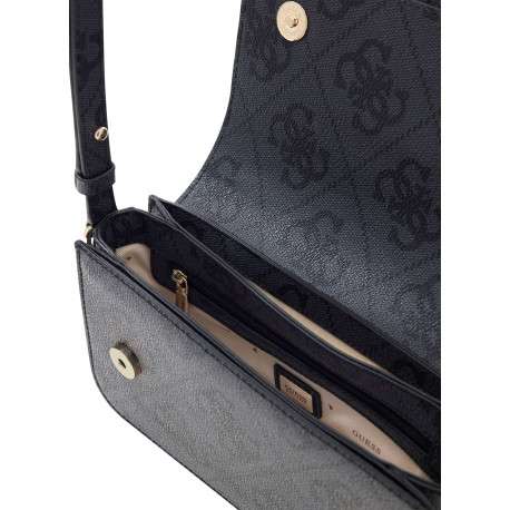 Sac à main à porté épaule anthracite orné d'un motif monogramme - Image 3
