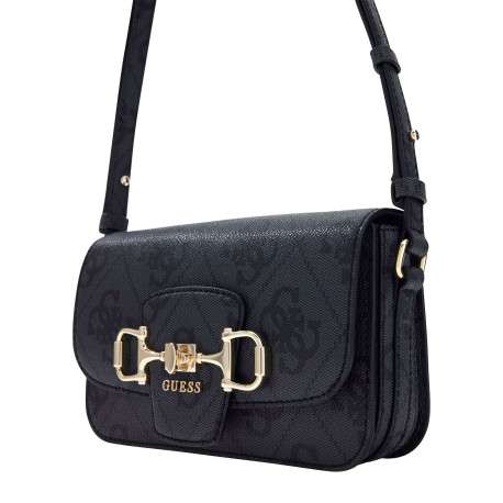 Sac à main à porté épaule anthracite orné d'un motif monogramme - Image 4
