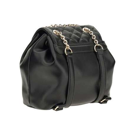 Sac à dos noir uni pourvu d'une fermeture à pression avec cordon de serrage - Image 2