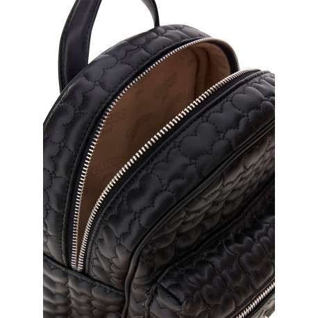 Sac à dos noir aspect matelassé pourvu de fermetures zippées - Image 3