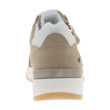 Baskets running beiges à talon plat avec des lacets plats et un zip latéral - Image 6