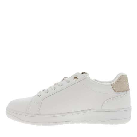 Tennis blanches à talon plat avec des lacets et un zip latéral