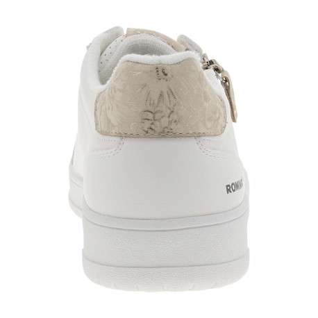 Tennis blanches à talon plat avec des lacets et un zip latéral - Image 6