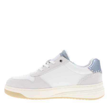 Sneakers blanches à talon plat avec une fermeture à lacets et un zip vertical