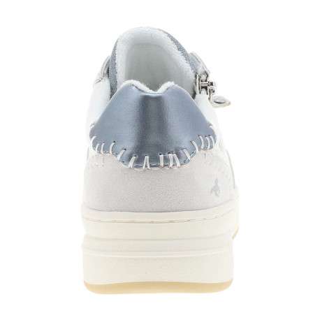 Sneakers blanches à talon plat avec une fermeture à lacets et un zip vertical - Image 6