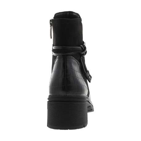 Boots en cuir noires à talon décroché moyen avec boucle de serrage décorative - Image 6