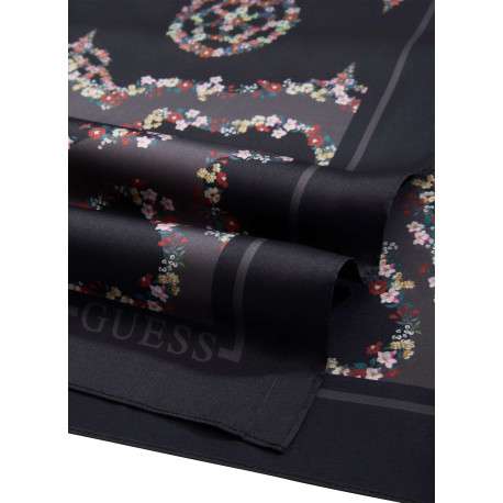 Foulard noir orné de motifs floraux aux inspirations ethniques - Image 2