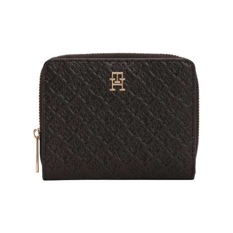 Portefeuille noir pourvu d'une fermeture zippée et du logo de la marque