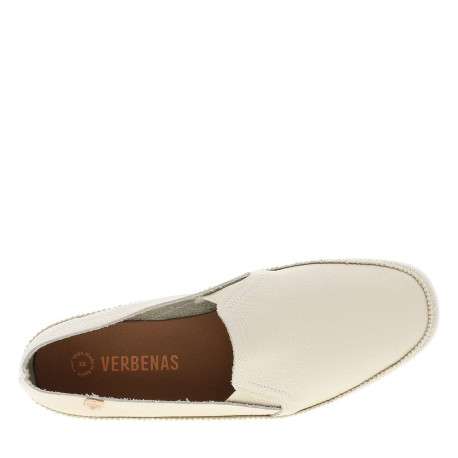 Mocassins beiges en cuir avec un talon compensé bas et à slip-on - Image 4