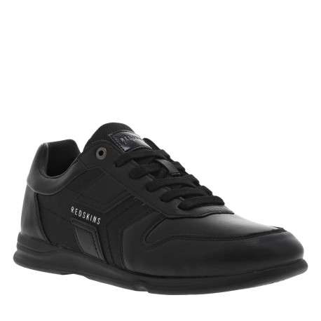 Sneakers noires à talon plat avec logos blancs et lacets plats - Image 3