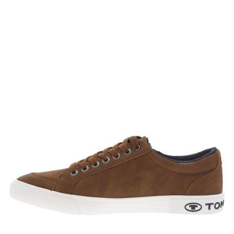 Tennis cognacs à semelle plate et à lacets plats avec un zip sur le côté
