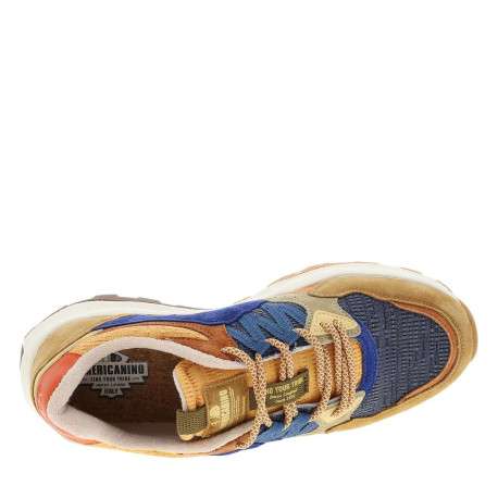 Baskets running orange et bleues avec un talon plat et des lacets ronds - Image 4