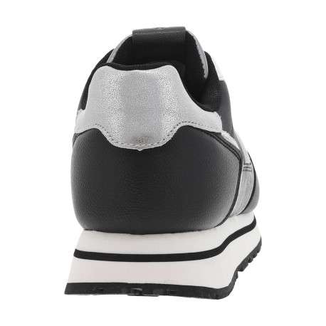 Baskets running noires avec bandes argentées à talon compensé bas - Image 6