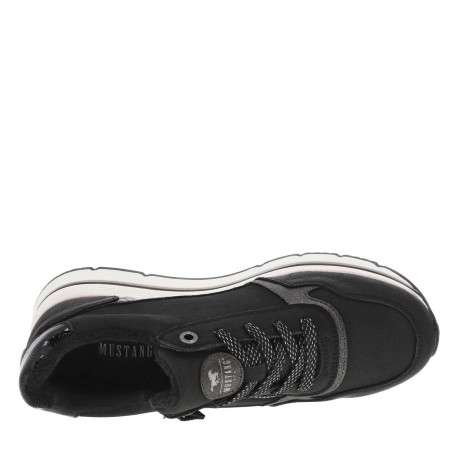 Baskets noires à talon plateau avec des lacets et un zip latéral - Image 4