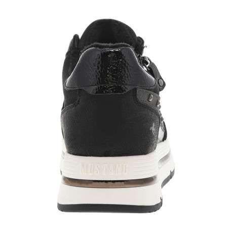 Baskets noires à talon plateau avec des lacets et un zip latéral - Image 6