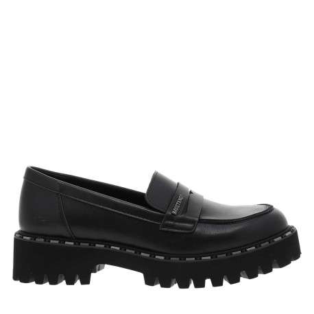 Mocassins noirs à talon décroché bas et à slip-on avec une semelle crantée - Image 2